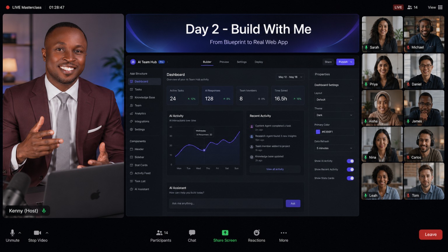 Day 2 live web app build mockup